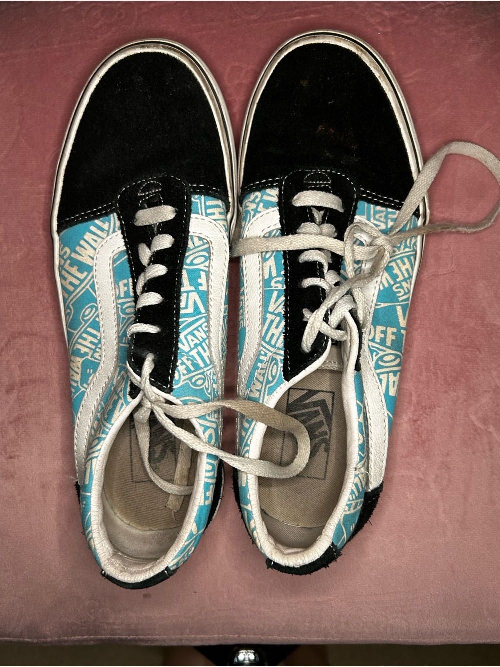 Vans Low-Top Women's Sneakers in Teal and Black Logo Print